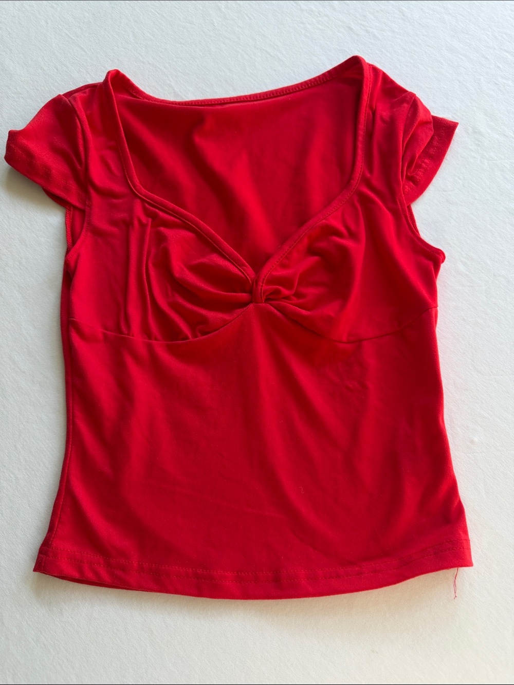 SHEIN Women's Red Twist-Front Cap Sleeve Top XS